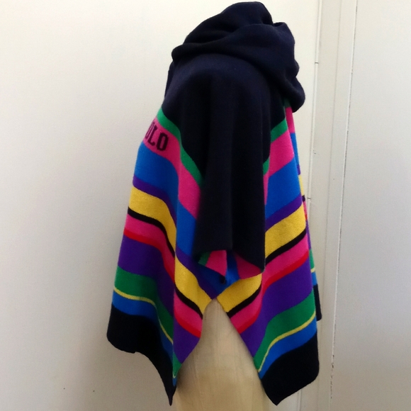 Girls Polo Colorful Wool Poncho - Picture 5 of 6